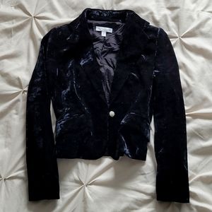 While House Black Market black crushed velvet jacket size 2